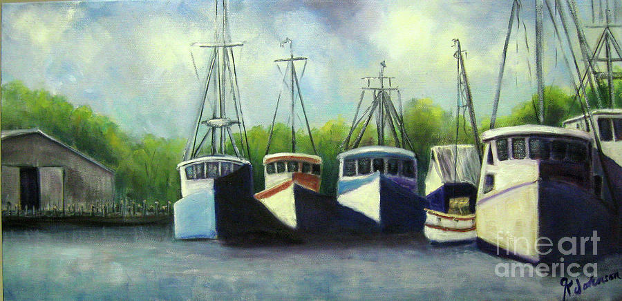 Boat Painting - Shrimp Boats Fort Myers Beach by Georgia Johnson