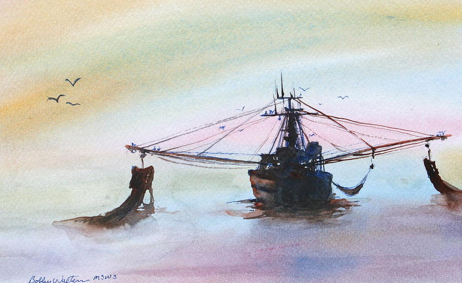 Shrimp Trawler Painting by Bobby Walters