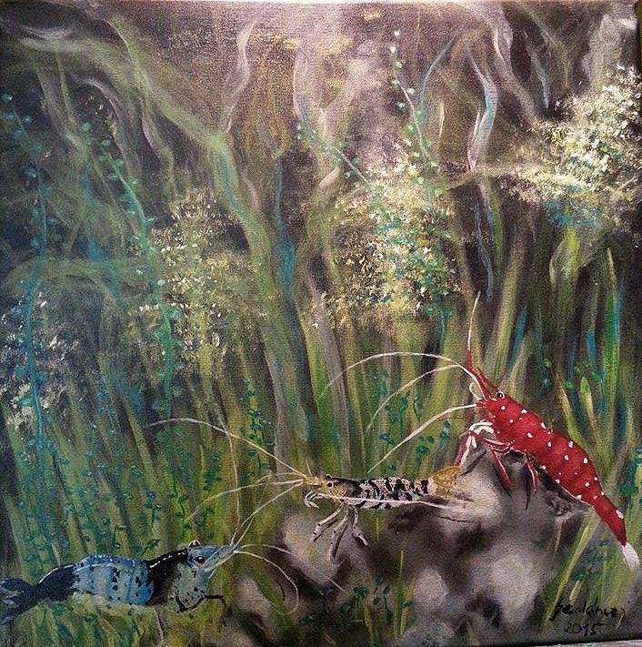 Water Painting - Shrimps by Judit Szalanczi