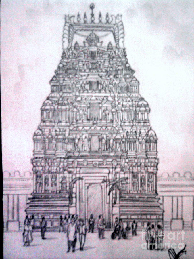 Shriranganatha Temple Drawing by Prithviraj Sanningannavar | Fine Art ...