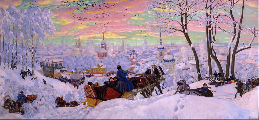 Winter Painting - Shrovetide 1916 by Boris Kustodiev