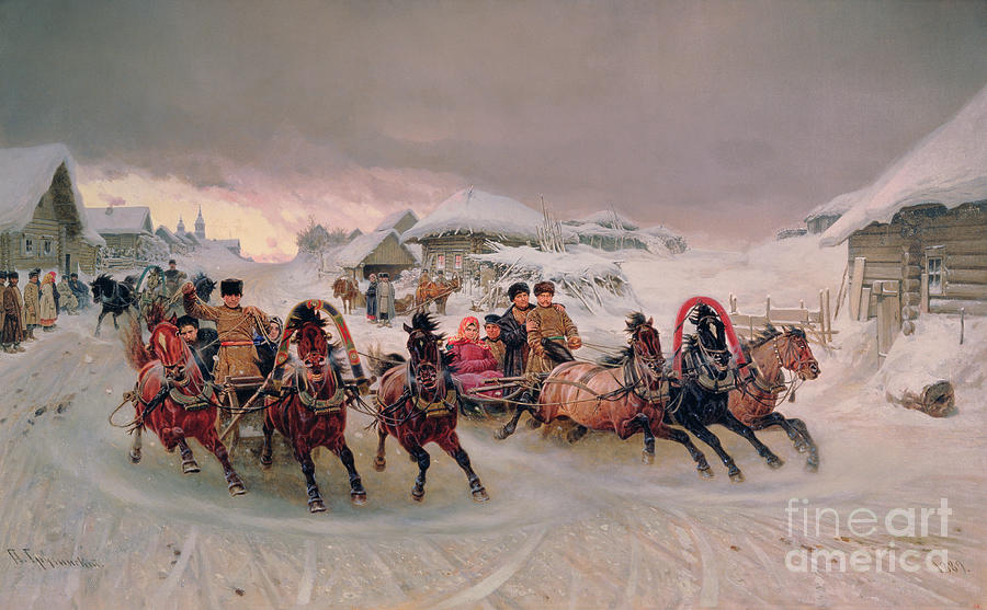 Winter Painting - Shrovetide by Petr Nicolaevich Gruzinsky