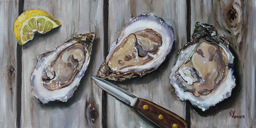 Shell Painting - Shucked Oysters by Kristine Kainer