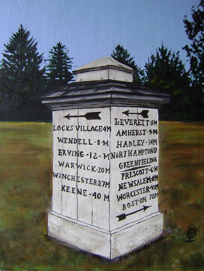 Shutesbury Town Marker Painting by Therese Legere