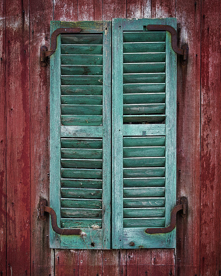 Red Barn Shutters Photograph by John Vose