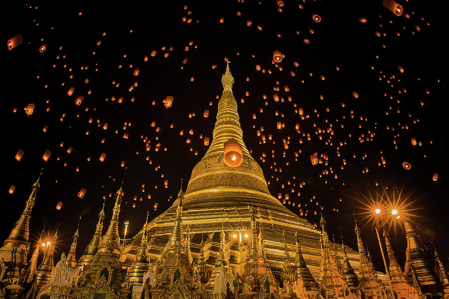 Shwedagon temple in Yangon Photograph by Anek Suwannaphoom