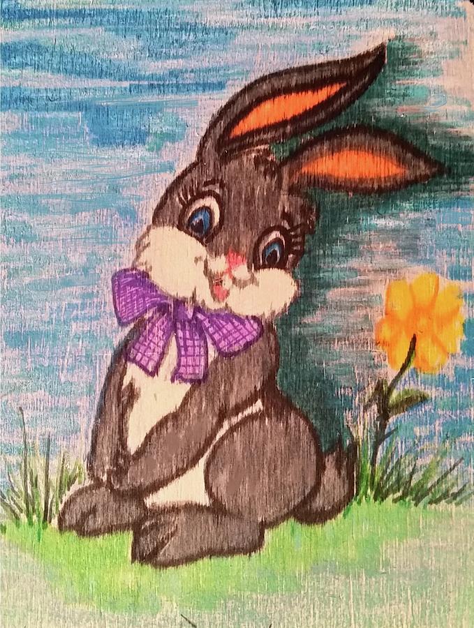 Shy Bunny Drawing by Julie Belmont