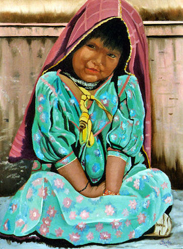 Shy Indian Girl Painting by Gerda Maxey | Fine Art America