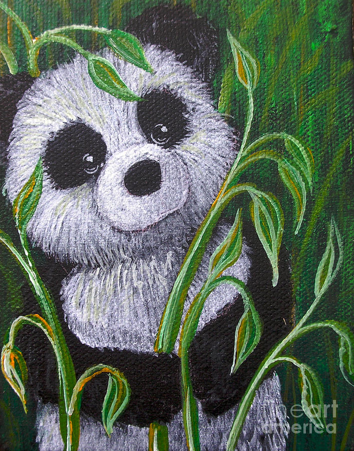 Shy Panda Painting by Susan Clausen