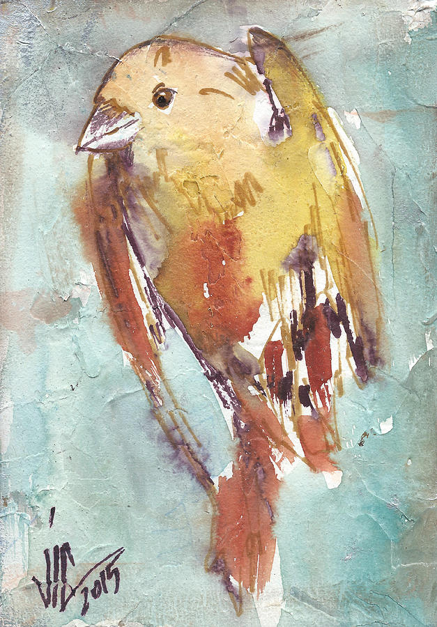 Bird Painting - Shy by Vali Irina Ciobanu
