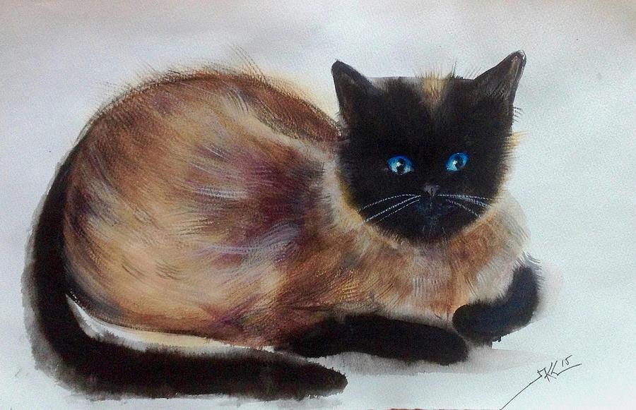 Siamese cat 3 Painting by Katerina Kovatcheva
