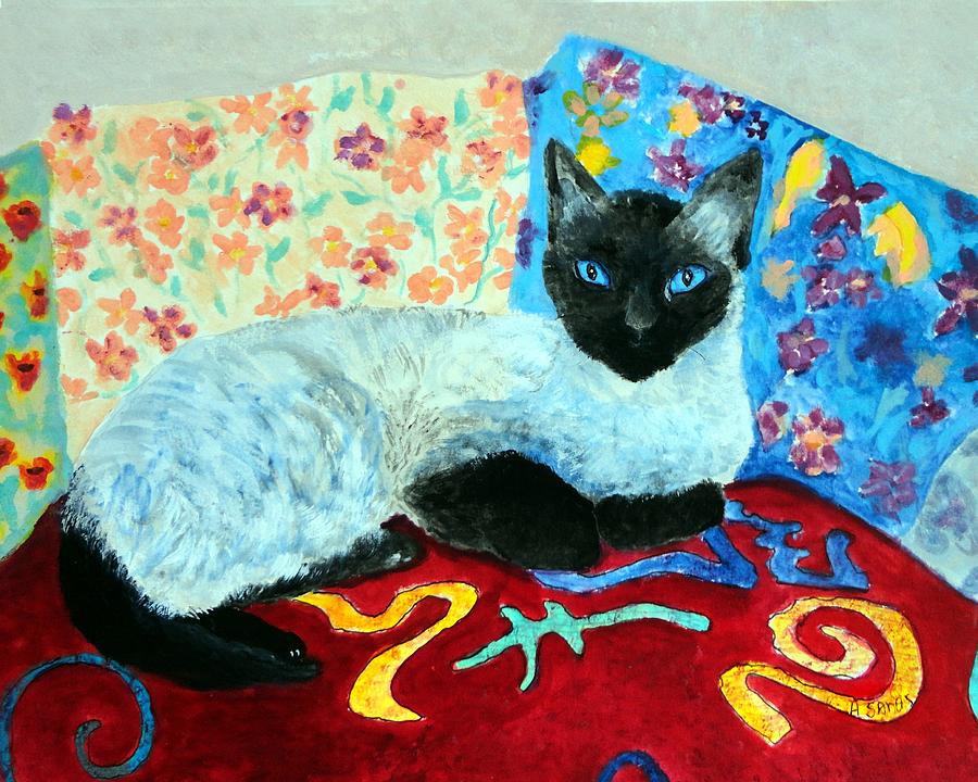 Siamese cat Painting by Anne Sands