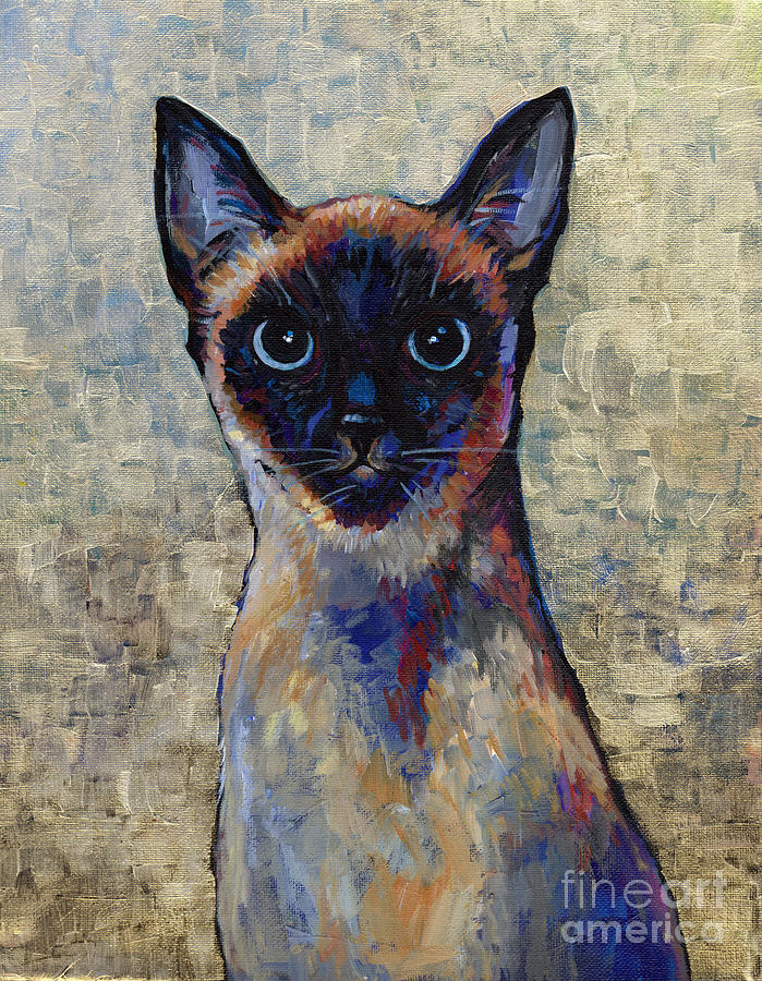 Siamese Cat Painting by Peggy Wilson