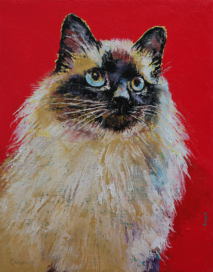 Siamese Cat Portrait Painting by Michael Creese