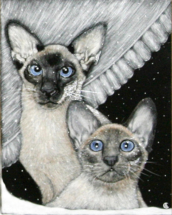 Siamese Cats Painting by Angie Cockle