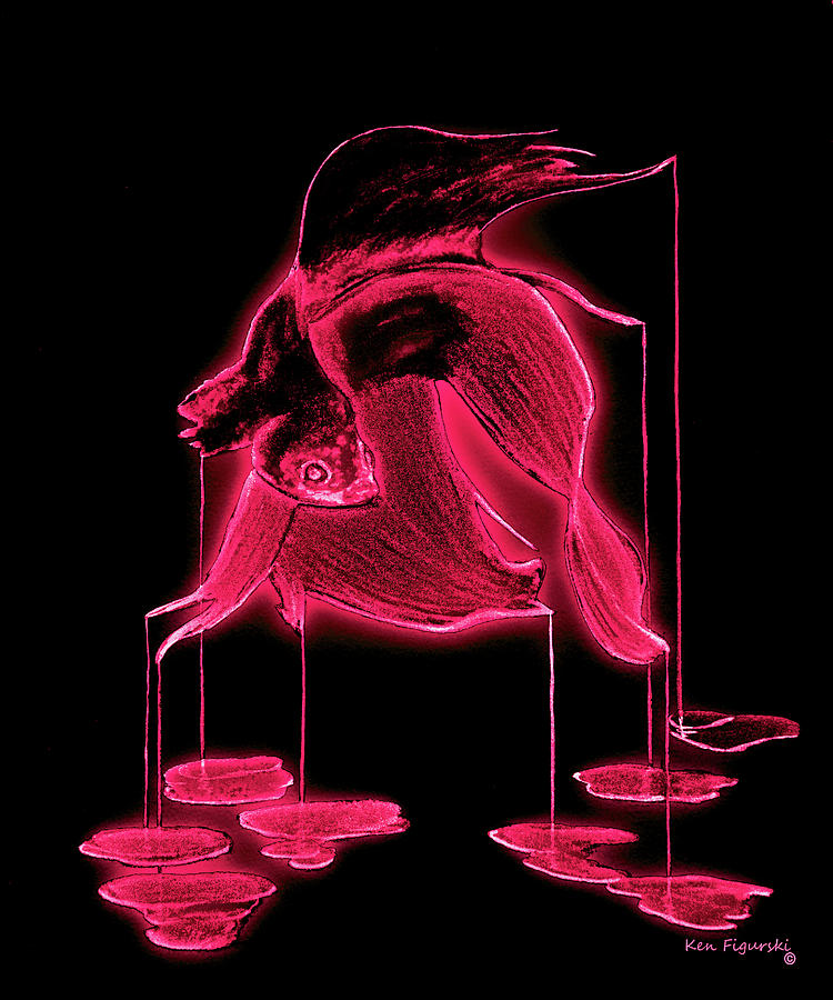 Siamese Fighting Beta Neon Colorful Art Mixed Media by Ken Figurski