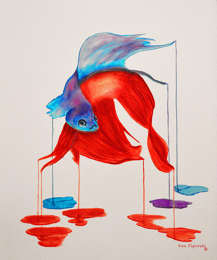 Siamese Fighting Fish Painting by Ken Figurski