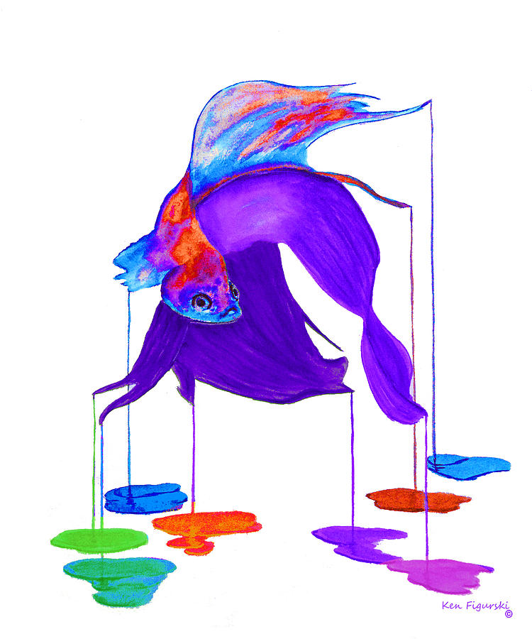Siamese Fighting Fish Rainbow Painting by Ken Figurski