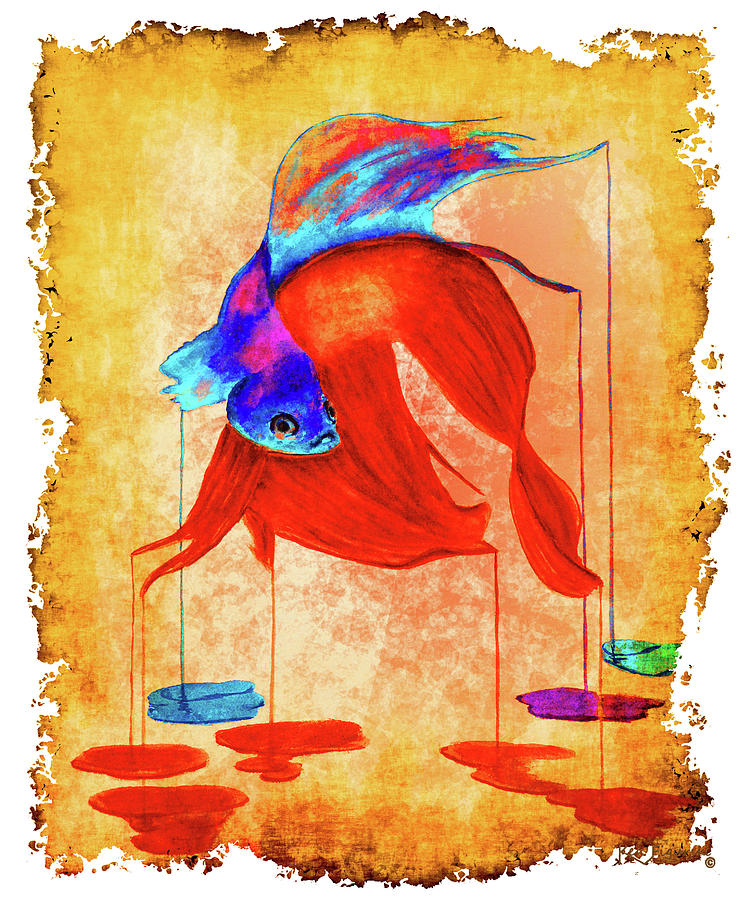Siamese Fighting Fish Vibrant Painting by Ken Figurski
