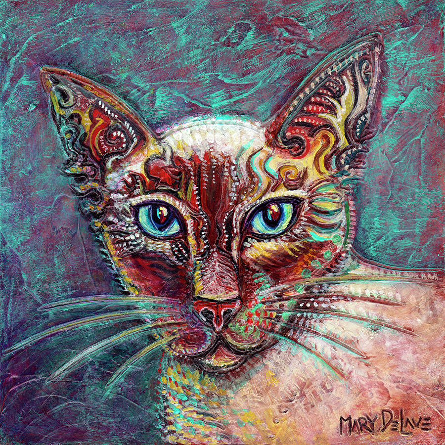 Siamese Cat Painting by Mary DeLave