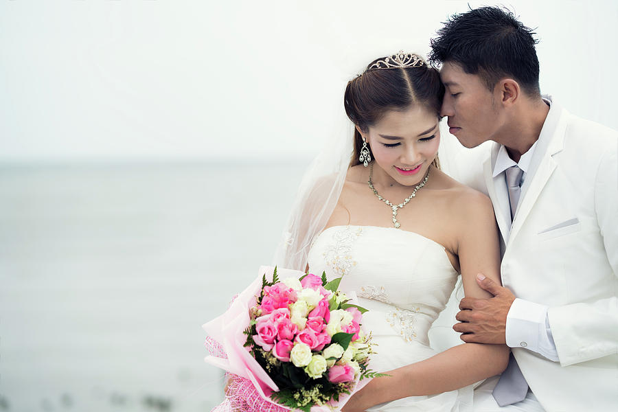 Sian Couple Just Marriage Kiss In Bridge Photograph by Anek Suwannaphoom