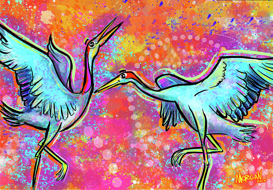 Elephant Digital Art - Siberian Cranes by Morgan Richardson Elephant Digital Art - Siberian Cranes by Morgan Richardson
