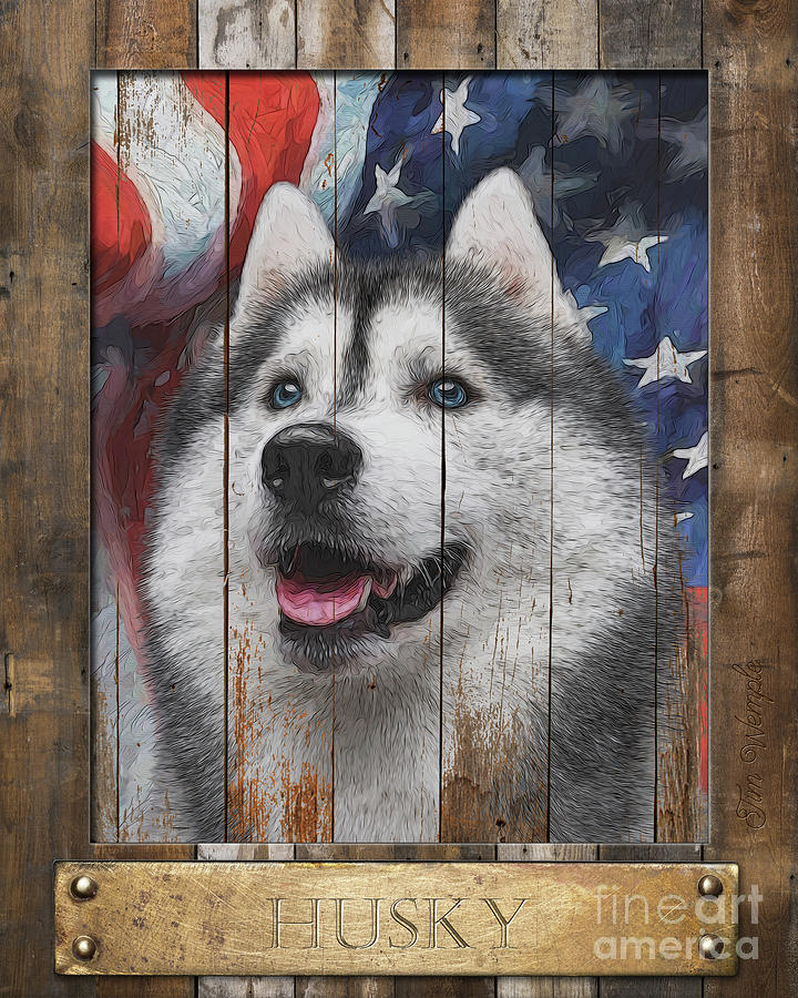 Siberian Husky Flag Poster Digital Art by Tim Wemple