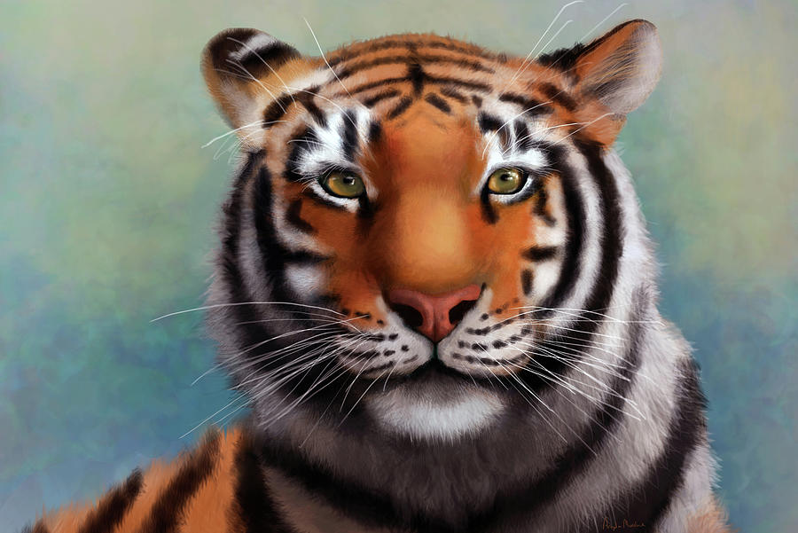 Tiger Digital Art -  Siberian tiger by Angela Murdock