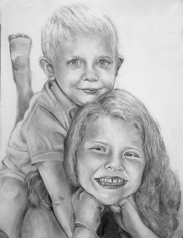 Siblings Drawing by Jennifer Delamar-Goss - Fine Art America