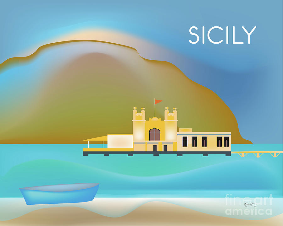 Boat Digital Art - Sicily Italy Horizontal Scene by Karen Young