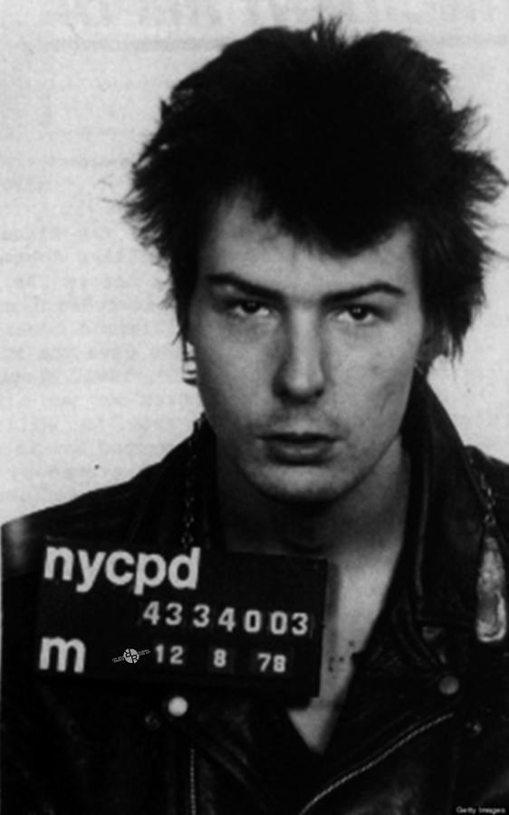 Music Painting - Sid Vicious Mug Shot Vertical by Tony Rubino