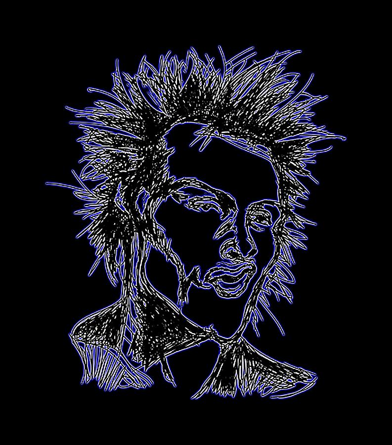 Music Digital Art - Sid Vicious of The Sex Pistols Neon by GOP Art