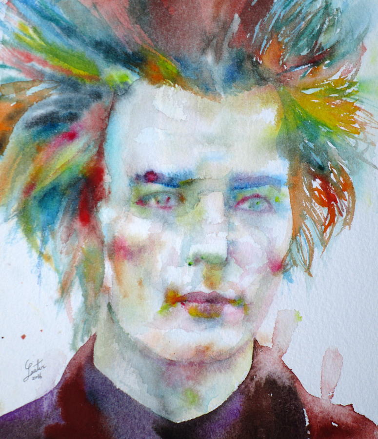 Sid Vicious Painting - SID VICIOUS - watercolor portrait by Fabrizio Cassetta