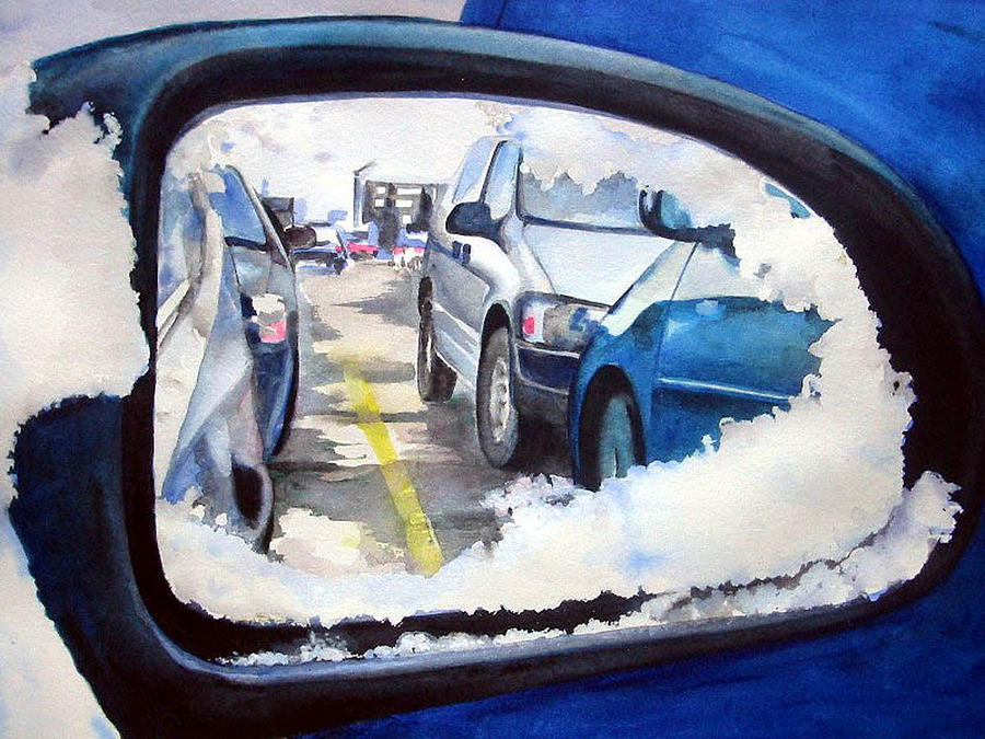 Winter Painting - Side mirror by Leyla Munteanu