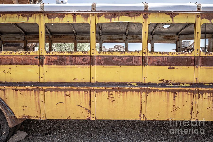 Side of an old abandoned School Bus in the desert Photograph by Edward Fielding