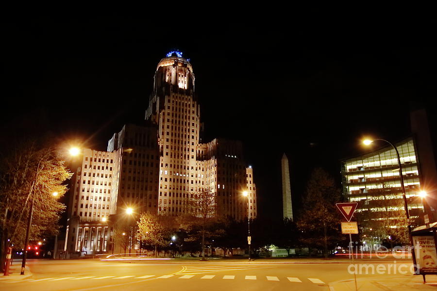 Architecture Photograph - Side View Buffalo City Hall at Night by Daniel J Ruggiero