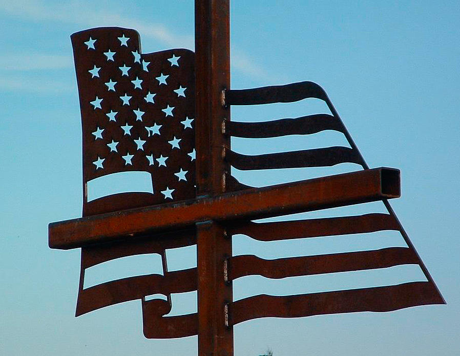 Steel Sculpture - side view for God and country by Buzz Ferrell