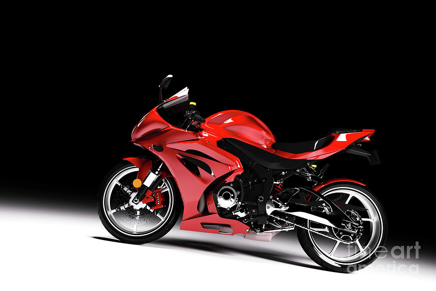 Side view of red sports motorcycle in a spotlight Photograph by Michal Bednarek
