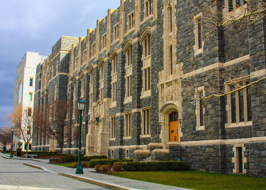 Side walkway at West Point leading to new Library Photograph by William ...