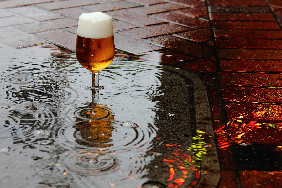 Sidewalk Beer Photograph by Larry Beat
