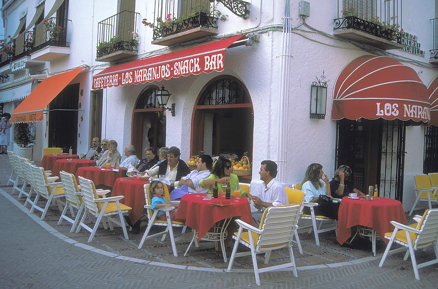 Sidewalk Cafe In Cacares Spain Photograph