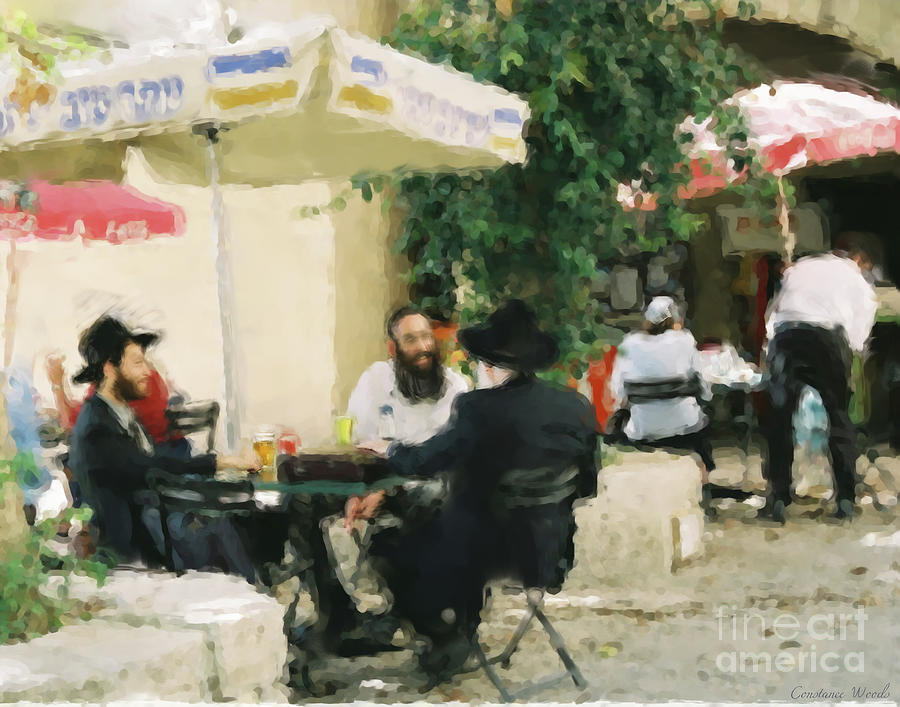 Sidewalk Cafe Jerusalem Digital Art by Constance Woods
