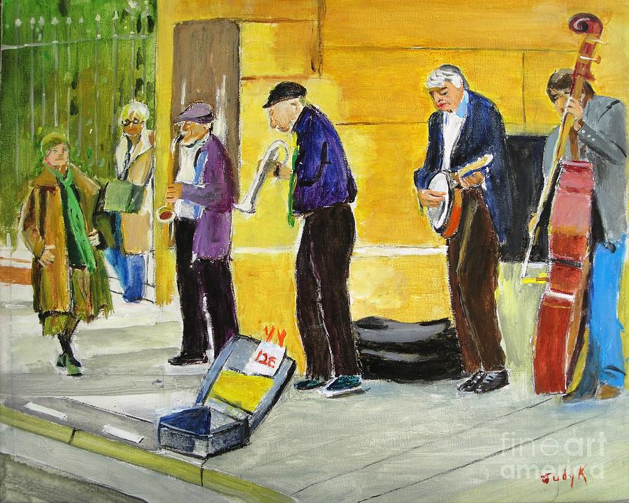 Music Painting - Sidewalk Serenade by Judy Kay