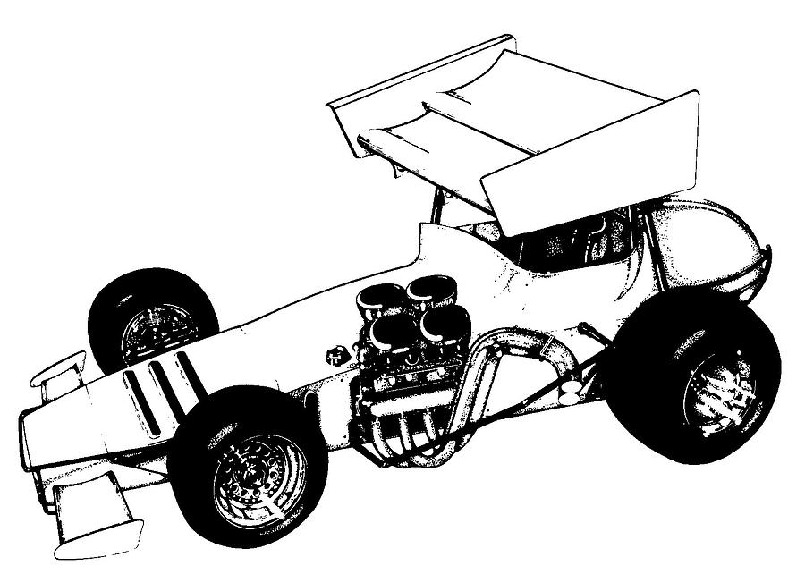 Sidewinder Sprint Car Drawing by AJ Mueller