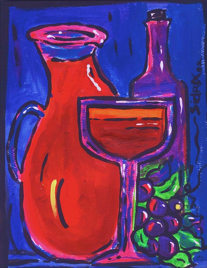 Wine Painting - SidzArt Pop Art Series 2002 Wine Party by Sidra Myers