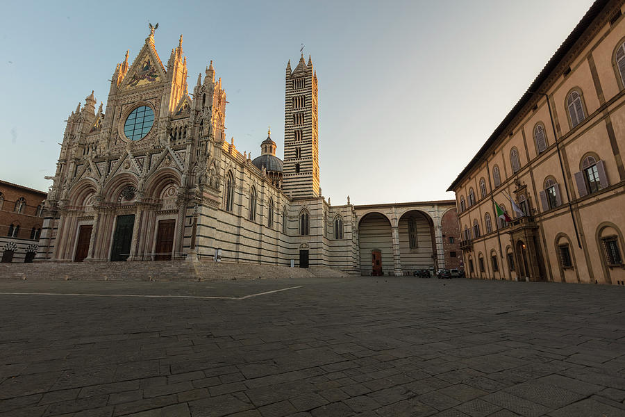 Siena Cathedral Wide Shot Sunrise  Photograph by John McGraw