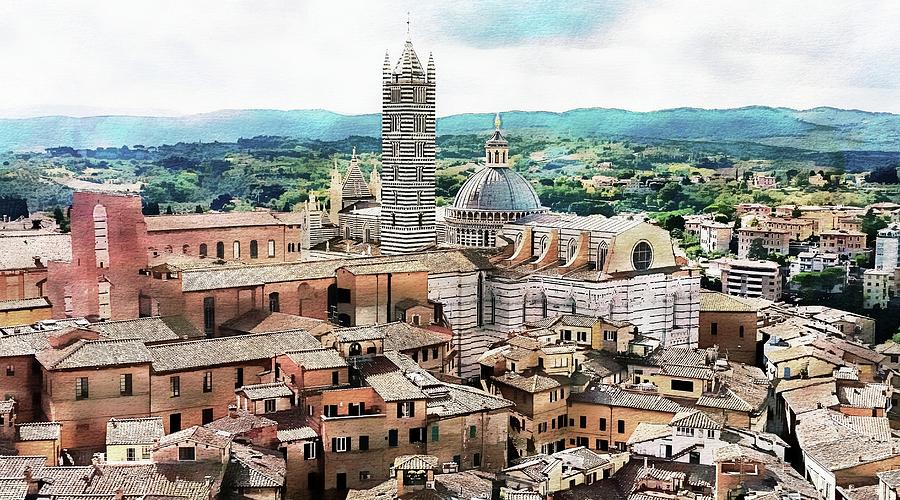 Siena Duomo from the Torre del Mangia Digital Art by Joseph Hendrix