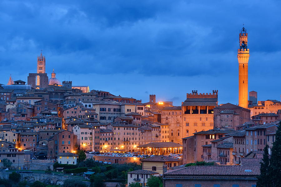 Siena evening with bell tower Photograph by Songquan Deng
