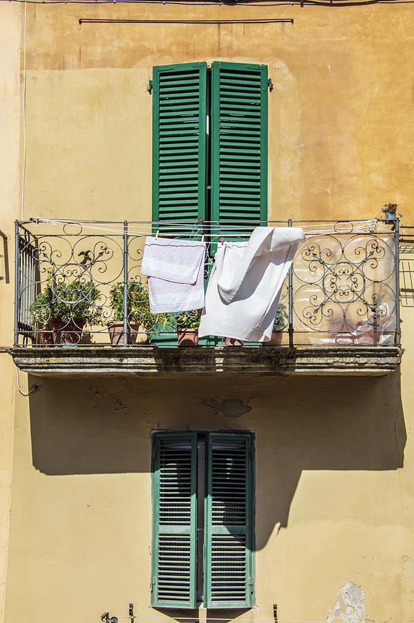 Siena Green Shutters and Laundy  Photograph by John McGraw