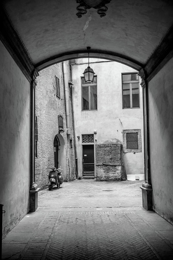 Siena Italy Alley with Vespa  Photograph by John McGraw